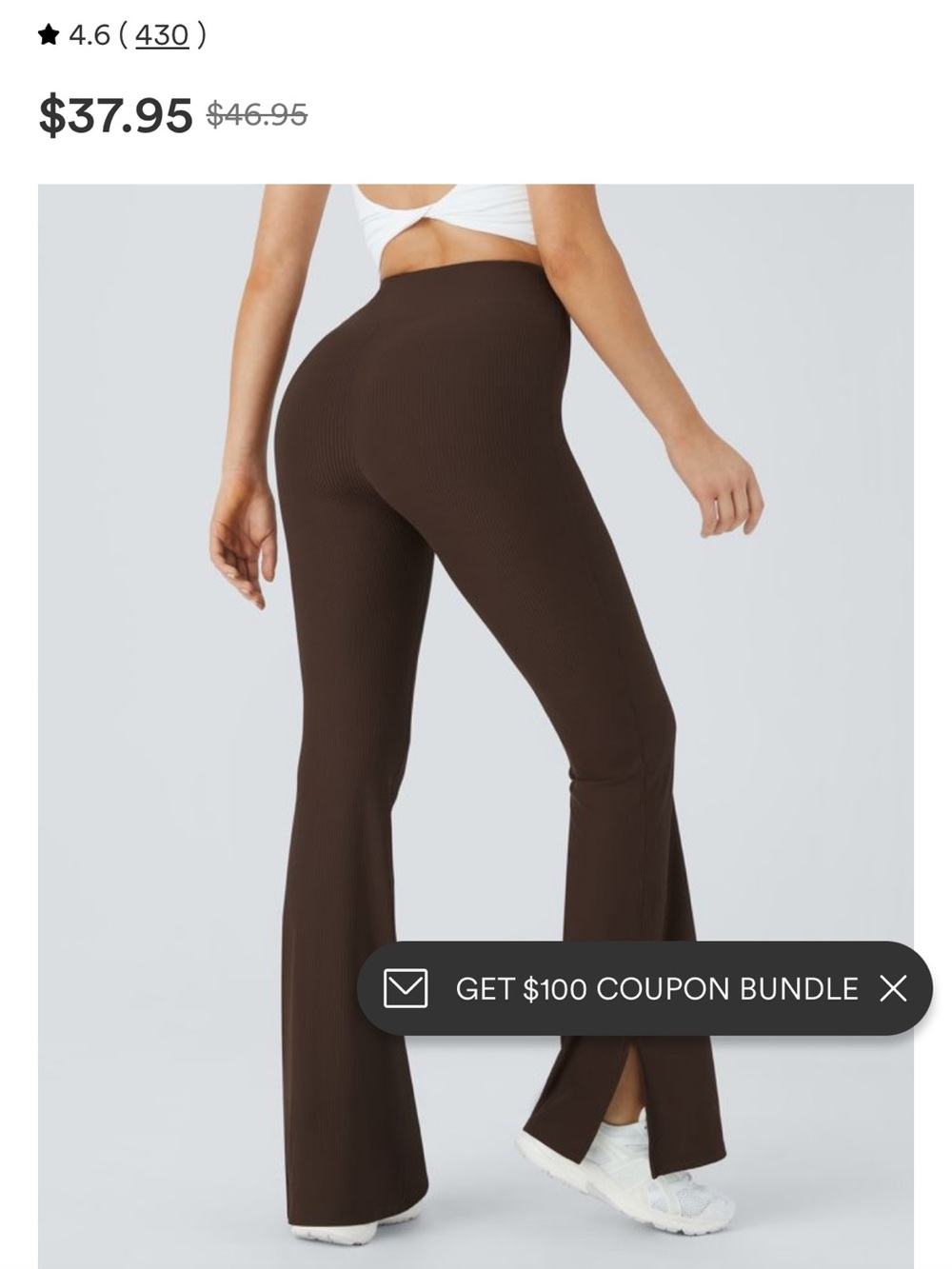 HALARA NWT  Ribbed Bootcut Leggings - Brown